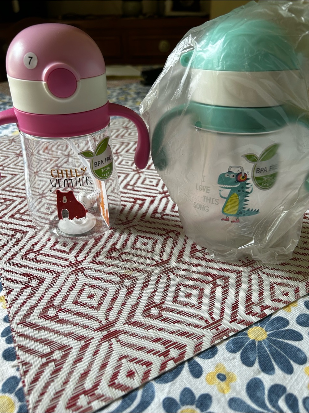 Tritan 14 oz Sippy Cups With Weighted Straw- BPA Free - 2 pack